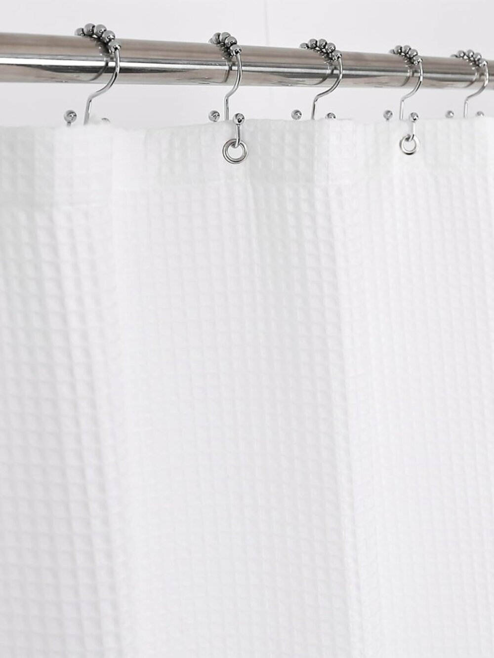 Cotton Blend Shower Curtain Honeycomb Waffle Weave, Soft & Hotel Spa, Washable,